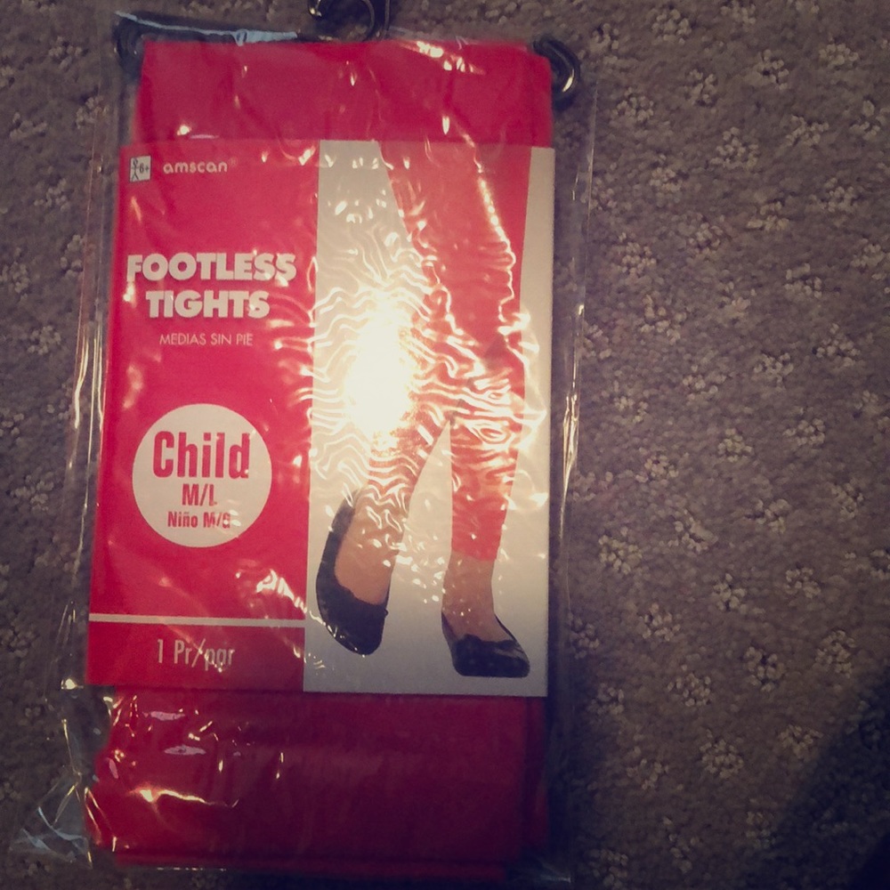 Red footless tights